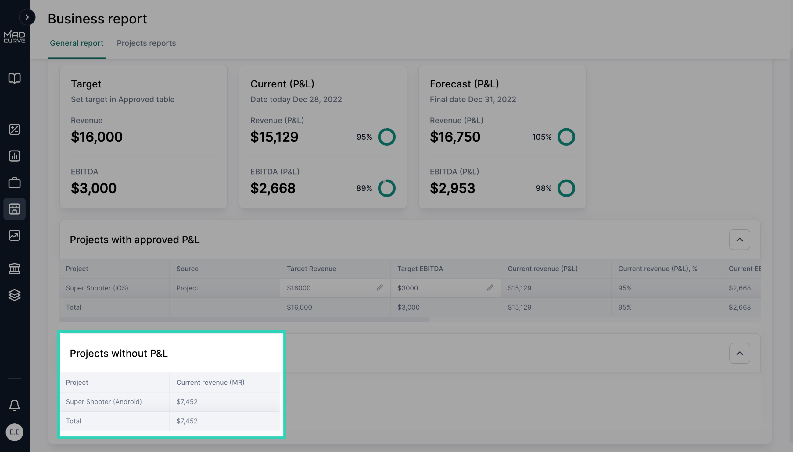 Business Report no P&L Report
